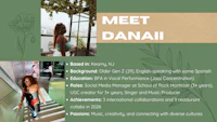 a flyer with the words meet danai
